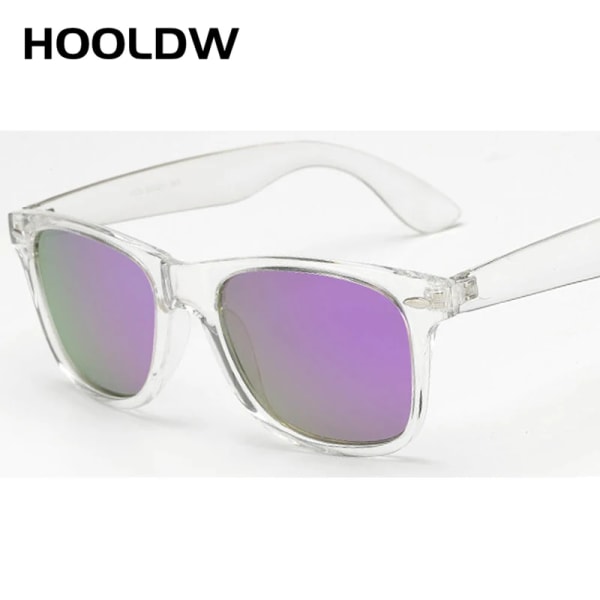 HOOLDW Nya polariserade klara solglasögon Dam Transparent Ram Night Vision Solglasögon Spegel Reflexglasögon UV400 Glasögon clear gold