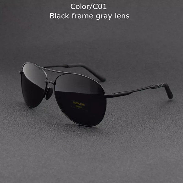 TUZENGYONG 2023 Brand Alloy Herrsolglasögon Polarized UV400 Lens Solglasögon För Herr Pilotglasögon Oculos de sol Hög kvalitet T8013 C01 no box