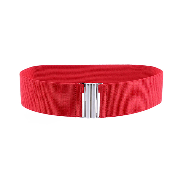 Elastiskt Kvinnor Bälte Punk Mode Kvinnor Elastiska Bälten Guld Silver Metall Kedja Midjerem För Klänning Rock Kostym Dekorativt midjeband red Style2 Elastic