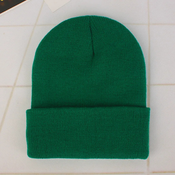 Mössa Vinter för Kvinnor Män Pojkar Flickor Virkad Skullies Hatt Enfärgad Unisex Höststickad Mössa Cap Vilda Tillbehör grass green Head 45-60cm