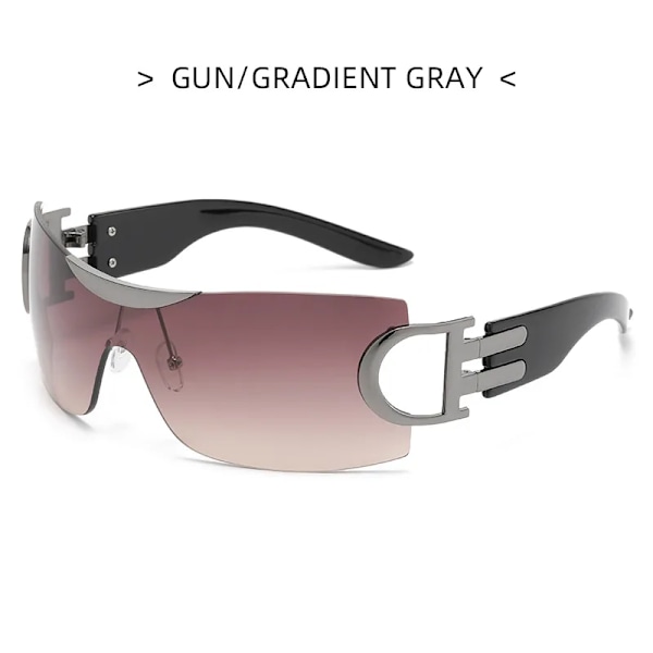Oversize Sport Herr Cykel Solglasögon Punk One Piece Goggle Dam 2000-talets märkesdesigner Solglasögon Y2k Solglasögon Gun Grey As Pic Showed
