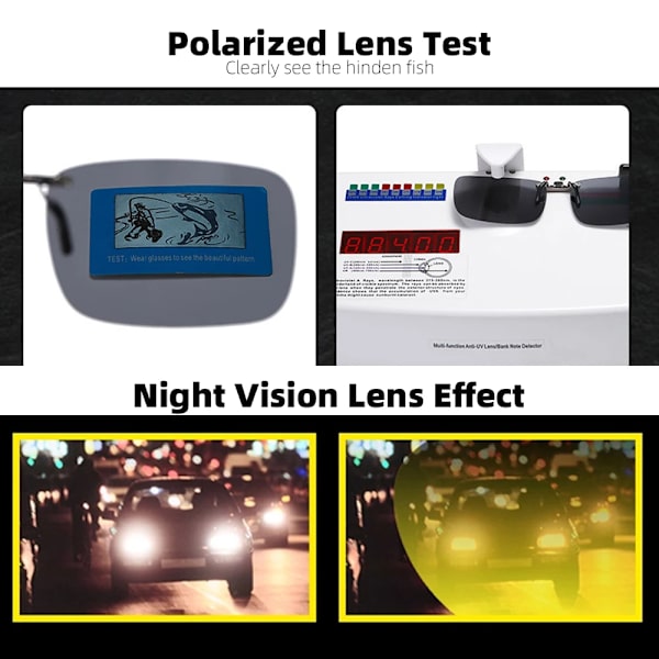 VIVIBEE Mens Fishing Clip On Solglasögon för Myopia Glasögon Polarized UV400 Kvinnor Square Night Vision Driving Solglasögon 3 Jasper without case