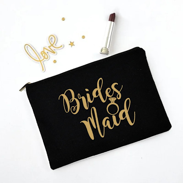 Team Bride Sminkväska Bachelorette Party Kosmetiska väskor Brudtärna Toalettartiklar Organizer Kvinnlig Förvaring Case Bröllopspresenter W01006-TBBK-D