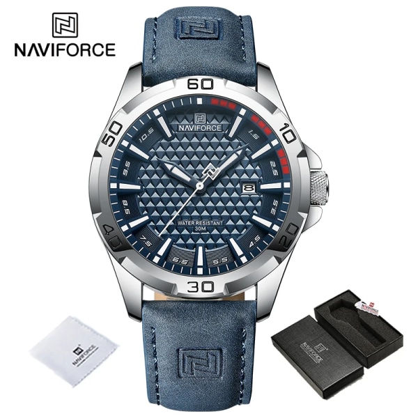 NAVIFORCE Herr Casual Militär Quartz Watch för män Läder Vattentät klocka Relogio Masculino NF8023 SBEBE-BOX