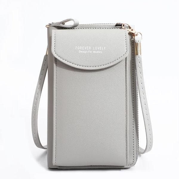 3 stilar kvinnor väskor mjuka läder plånböcker Pekskärm mobiltelefon handväska Crossbody axelrem handväska för dam Gray 3