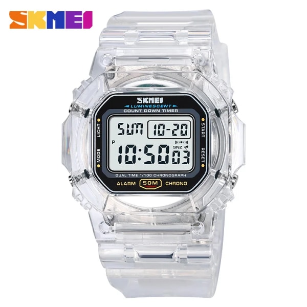 SKMEI Digitala klockor Herrmode Original Sport Utomhusvecka Visningsdatum 12/24H 100m Vattentäta Armbandsur Montre Homme Red