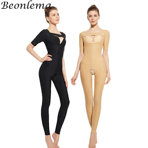 Dam Fajas Colombianas Medical Grade Body Postpartum Helkroppsformare Snap-stängning Shapewear Post Fettsugningskorsett Black M