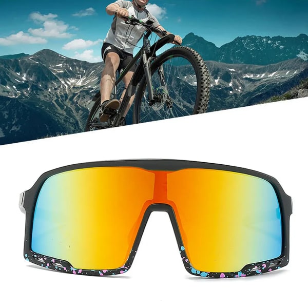 Stor fyrkantig ram utomhus UV400 Cykelsolglasögon MTB Bike Shades Cykel Solglasögon Sport Löpning Cykel Ridning Solglasögon Black Blue