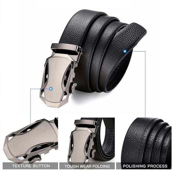 Herr Business Style Bälte Svart Pu Läderrem Man Midjeband Automatiskt spänne Bälten för män Toppkvalitets gördelbälten för Jean Black