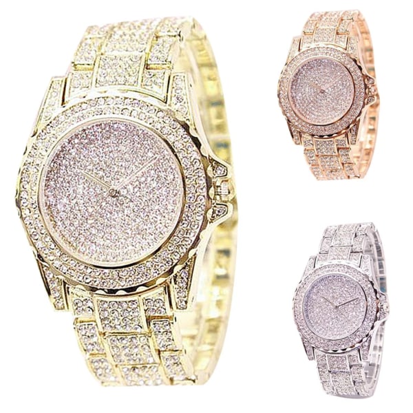 reloj mujer Full Shiny Diamond Watch Lyx Rhinestone Rund Quartz Urverk Armband Klocka Dam Klockor Dammodeklocka Silver