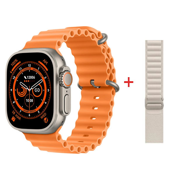 Smart Watch Ultra Series 8 NFC 49mm Smartwatch Herr Dam Bluetooth Call Vattentät Trådlös laddning HD-skärm för Apple GoldHY-WhiteGS
