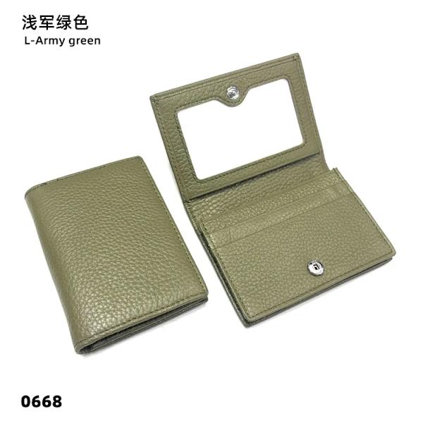 Visitkortshållare Dam Bifold Läder Kreditkortsfodral Case Anpassad Män Ko Äkta Läder green 1