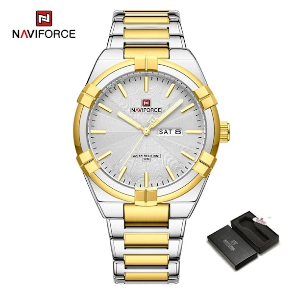 Topp originalmärke NAVIFORCE Quartz klockor för män Lyx vattentät rostfritt stål Casual Armbandsur 2023 Ny modedesign GW-BOX