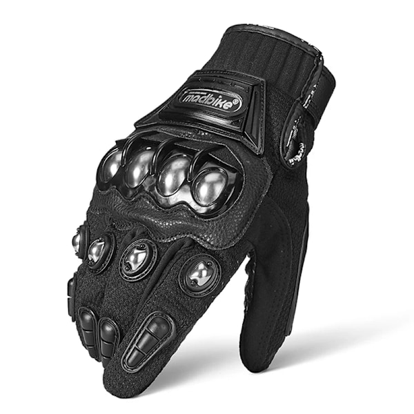 Utomhussporter Hel Finger Riddare Ridning Motorcykelhandskar Andningsbart Mesh Tyg Herr Stålhandskar black M