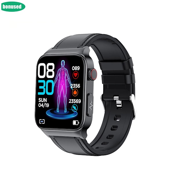 Ny E500 Blodsocker Smart Watch EKG-övervakning Blodtryck Kroppstemperatur Smartwatch Män IP68 Vattentät Fitness Tracker Red