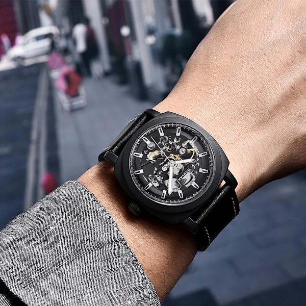BENYAR Nya Män Mekaniska Klockor Lyx Skeleton Tourbillon Herr Automatisk Watch 30M Vattentät Sportklocka Relogio Masculino white gray