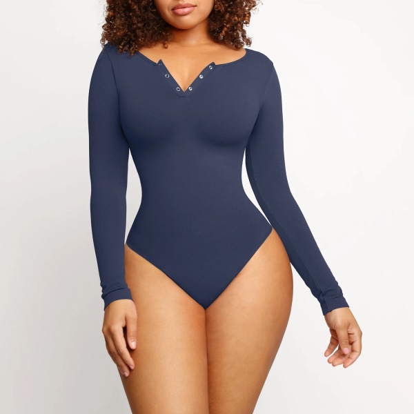 HEXIN Women's Colombianas Faja Shapewear Body Ytter långärmad stringtrosa Full täckning Platta buken Rumplyft Kroppsformad Blue XL-XXL