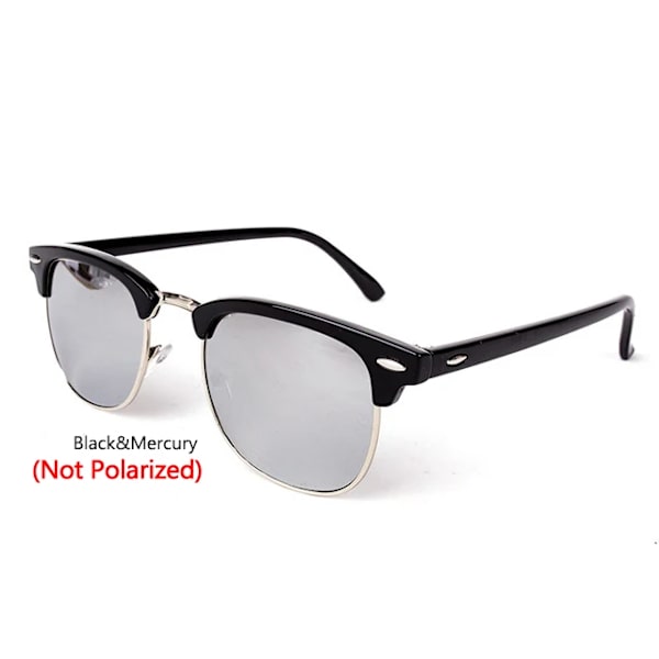 LeonLion Polarized Semi-Rinless Solglasögon Dam/Her Polarized UV400 Classic Brand Designer Retro Oculos De Sol Gafas C4 Black Silver