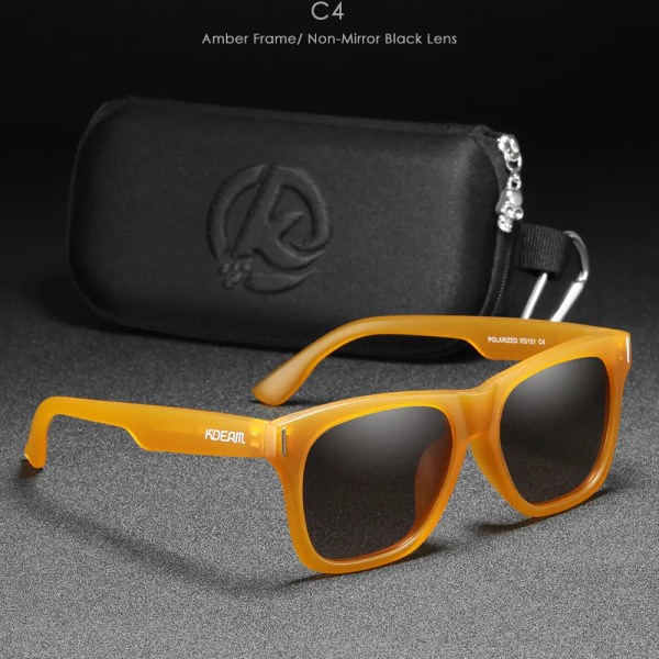 KDEAM 2021 New Square Polarized Solglasögon Herr Multi Color Coating Solglasögon Alla svarta nyanser Dragkedja ingår Kat.3 CE C4 Zipper Box