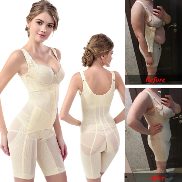 Helkroppsformare Shapewear Dammodellering Rem Magkontroll Bantning Underkläder Sömlös midja Shaper Shaping Butt Lifer Corset beige 4XL