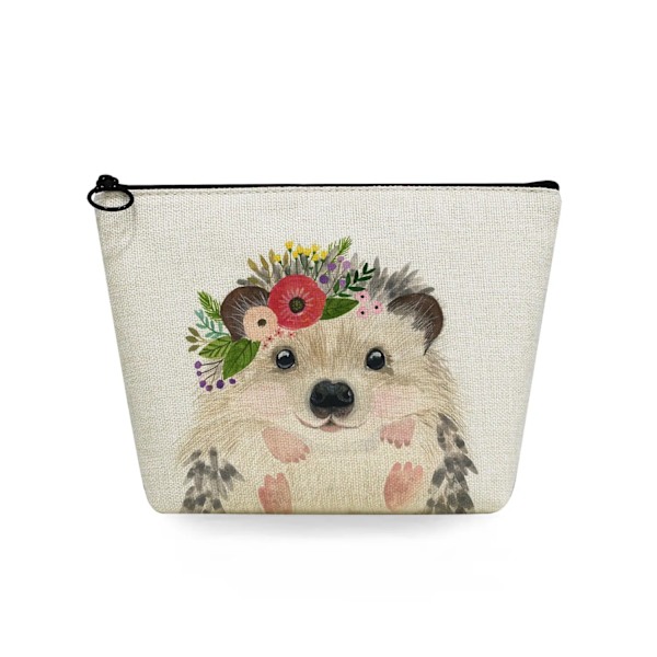 2022 tecknad igelkottsblomma printed kosmetisk väska för kvinnor Harajuku Casual Makeup-väskor Bärbar rese-toalettväska Case sn5695 Hedgehog Bag