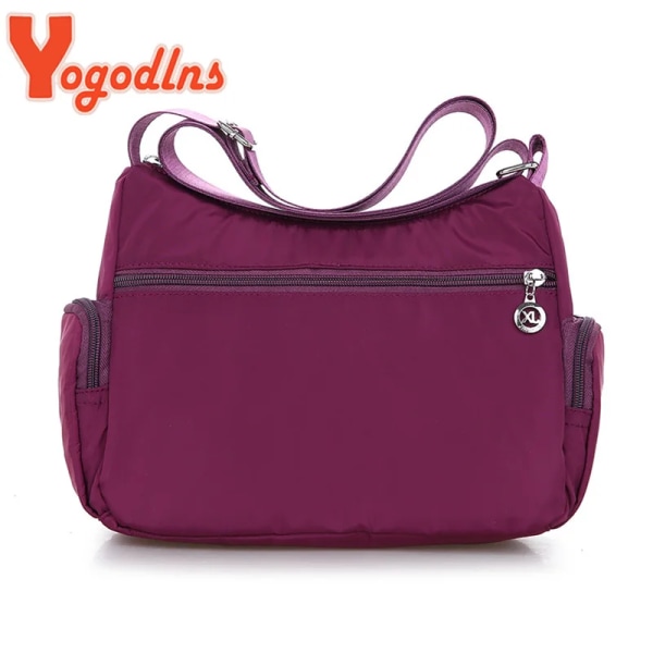 Yogodlns Oxford vattentät axelväska Dam Casual Crossbody-väska Multifunktion Shopping-handväska Messenger-väska med stor kapacitet purple -3 as detailpage