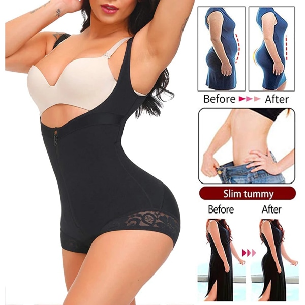 Body Shapewear Kvinnor Magen Slimming Slida Fajas Colombianer Postpartum Shaper Waist trainer Korsett Body Reduktiv görd Black M