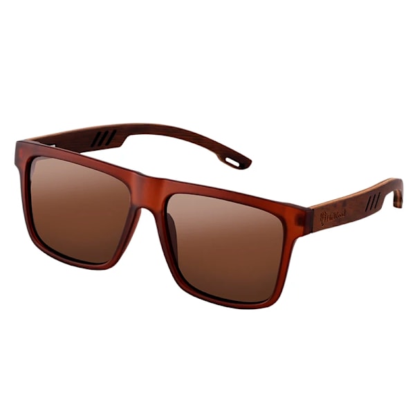 HU WOOD Nya högkvalitativa fyrkantiga solglasögon för män Polariserad UV400 Mode solglasögon Spegel Sportsolglasögon Köra oculos Brown Polarized