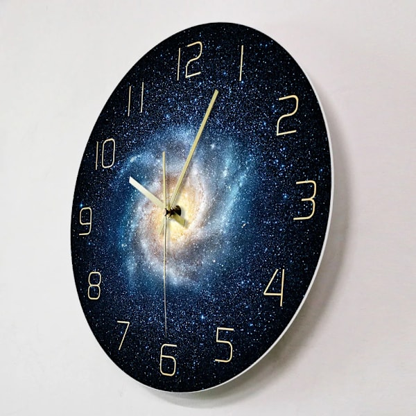 Galaxy Yttre Rymden Väggklocka För Vardagsrum Tyst Klocka Nebula Stjärnor Väggkonst Abstrakt Universum Heminredning Astronomi Gåvor White Frame With LED