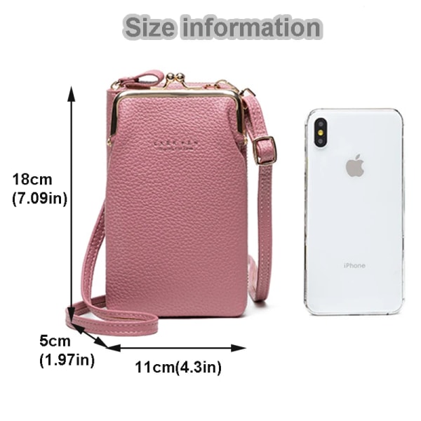 Mode Kvinnor Mini Crossbody-väska & handväskklämmor Telefonpaket Kvinnlig Clutch-plånbok Damer Liten handväska Pu-läder Axelväskor Dk Pink