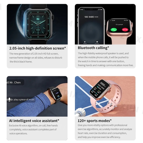 Watch 9 Smart Watch Herr Kroppstemperatur BT Call NFC Always on Display Fitness Women Series 8 Smartwatch för Apple Android Gold mesh belt
