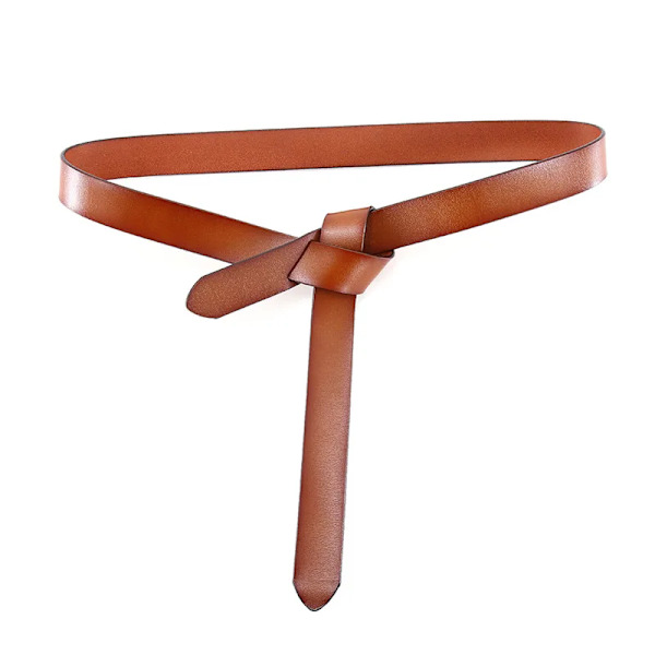 Ny design ko äkta läder jeans knutna bälten för klänning Tunn dam bälte VARMT Inget spänne Joker Lady Knot Strap Mjuk kappa Party Camel 110cm