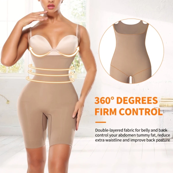 Dam waist trainer Helkroppsformkläder Magkontroll Butt Lifter Kroppsformare Lår Smalare Body med hög midja med remmar Umber XL