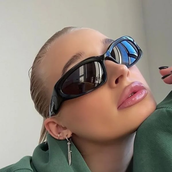 Fashion Wrap Around Cyber ​​Y2K Solglasögon Dam Silver Ovala nyanser Sport Cykling Solglasögon Estetiska glasögon för män utomhus Gold Pink Other
