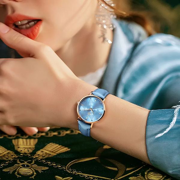 Romantiska Ljusblå Damklockor Royal Style Relogio Feminino Ultra Tunn Minimalistisk Watch För Dam Toppmärke Montre Femme green