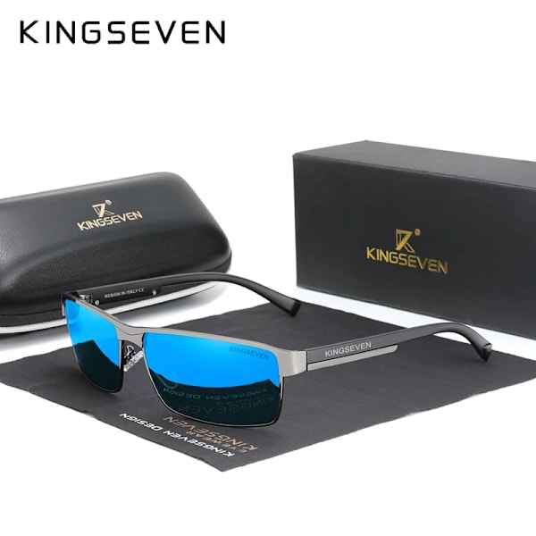 KINGSEVEN 2022 NYA polariserade solglasögon män kvinnor kör fyrkantiga glasögon herr solglasögon herr goggle UV400 Gafas De Sol Gun Gray