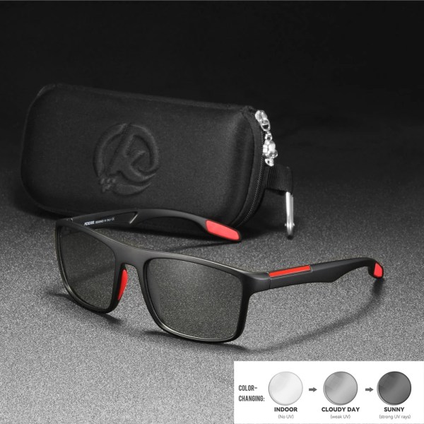 KDEAM Rectangular Ultra Light TR90 Solglasögon Män Polariserad TAC 1,1 mm Tjocklek Lins Solglasögon Kvinnor Sport Man KD101 C8 Photochromic Lens with packaging