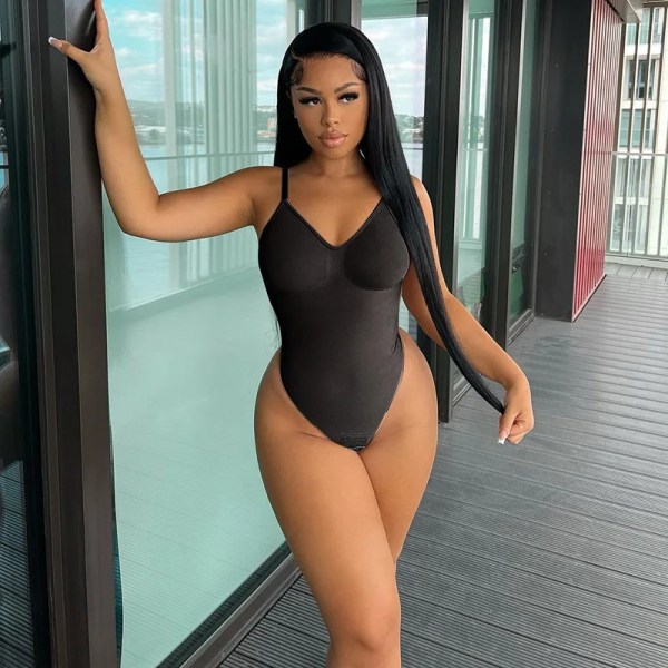 Damer Shapewear Bodysuits Waist trainer One Piece Slim Full Body Shaper Sexig Camisole Toppar Magkontroll Bantning Underkläder black with briefs L
