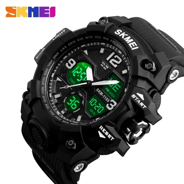 SKMEI Toppmärke Watch Herr Militär Digitala klockor 5Bar Vattentät Dual Display Armbandsur Relogio Masculino watch Sport ArmyGreen Watch