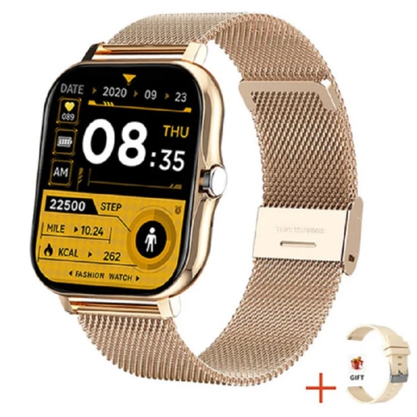 Multifunktionell Smart Watch Watch Bluetooth svar Telefon Smart Watch Full Touch-telefon för män Fitness Watch Gold(.1437)