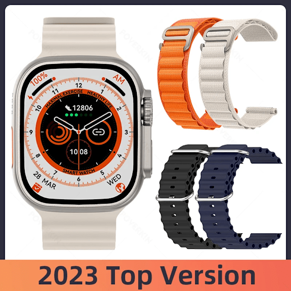 Ultra Smartwatch NFC Bluetooth Call Herr Dam Smart Watch Blood Oxygen Sleep Monitor Titanlegering Case 49mm Series 8 Starlight 1 Ocean(.991)