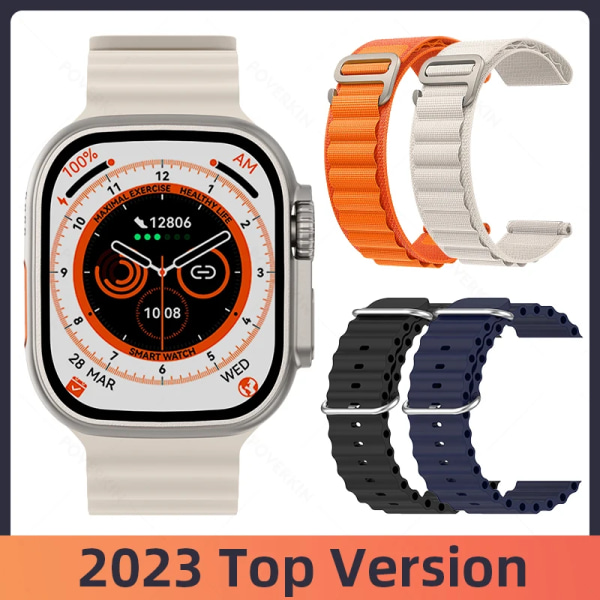 Ultra Smartwatch NFC Bluetooth Call Herr Dam Smart Watch Blood Oxygen Sleep Monitor Titanlegering Case 49mm Series 8 Starlight 1 Ocean(.992)