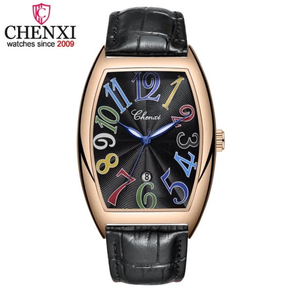 Nya CHENXI Herrklockor Toppmärke Lyx Manklockor Date Business Läderrem Quartz Armbandsur Watch Present 8217 Black Gold Black