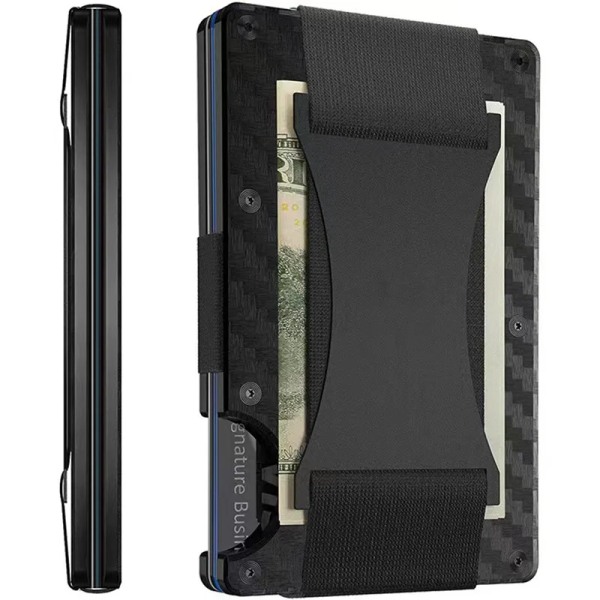 Herr Slim Ridge Man Plånböcker Varumärke Lyx Aluminium Kol RFID metallväskor Case Carteira Masculina kreditkortshållare Black 2