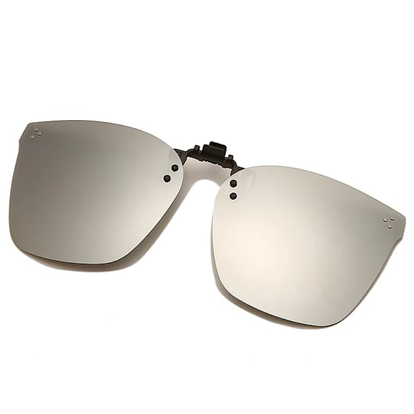 Clip On Polariserad Lens Män Fyrkantiga Solglasögon Nattkörning Glasögon Fiske Glasögon Flip Up Designer Lyxiga Solglasögon Oculos silver as picture