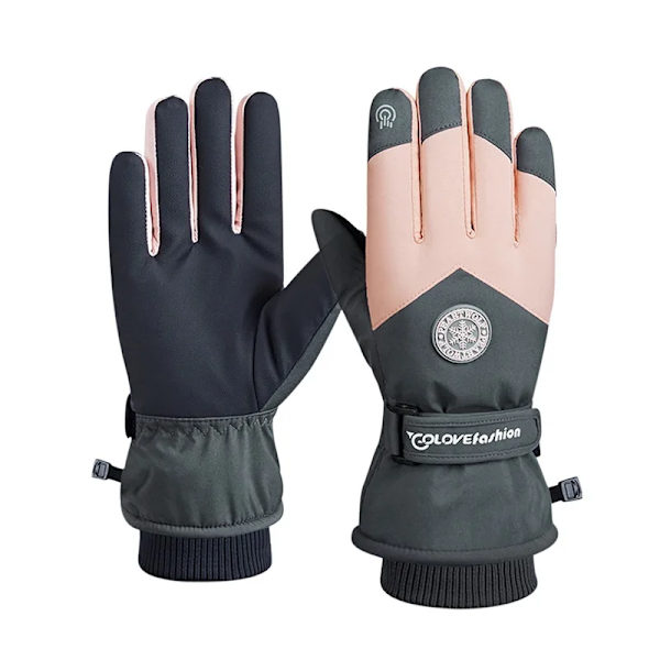 Skidåkning Snowboard Vattentäta handskar Thinsulate Varm Pekskärm Kallt väder vintervantar Skoterhandskar Herr Dam dark gray powder M