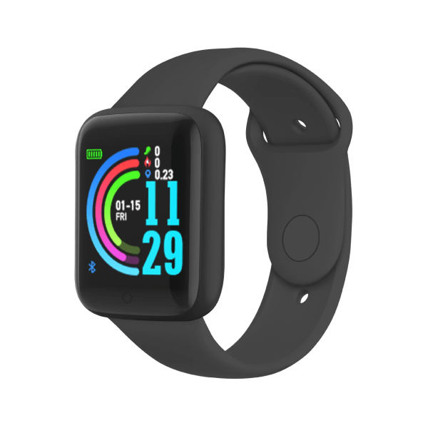 D20 Y68 Smart Watch Bluetooth Svara samtal Sport Fitness Tracker Custom Dial Smartwatch Män Kvinnor betygsätt blodtryck PK D13 D18 D20S black