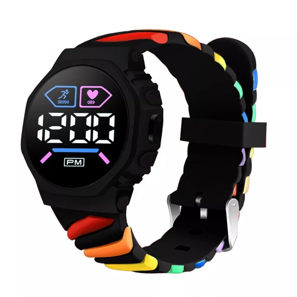 2023 Ny Rainbow LED elektronisk watch Digital utomhussport Mode Elektronisk watch Student Kvinnor Män Smycken Relógio Feminino Type 8