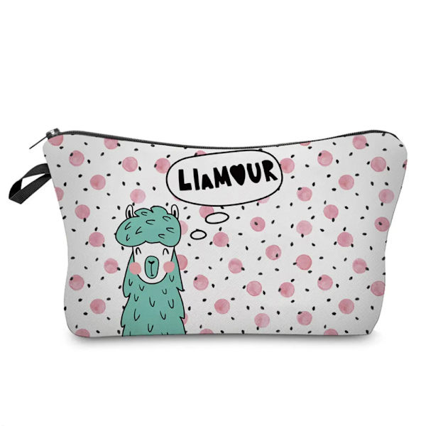 Sminkväska Värmeöverföring Härlig kosmetisk väska med print Liten toalettväska för damer och flickor Presenter Högkvalitativt case 307-6 Alpaca Bag