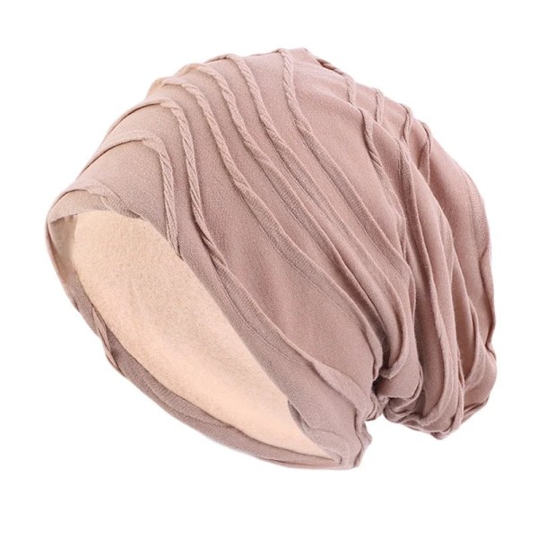 Dam & Herr Bomullsvikta Enfärgade Beanies Kemohättor Håravfall Stretch Turban Vinter Höst Hatt För Dam Tunn Beanie Hip Hop Hatt Khaki
